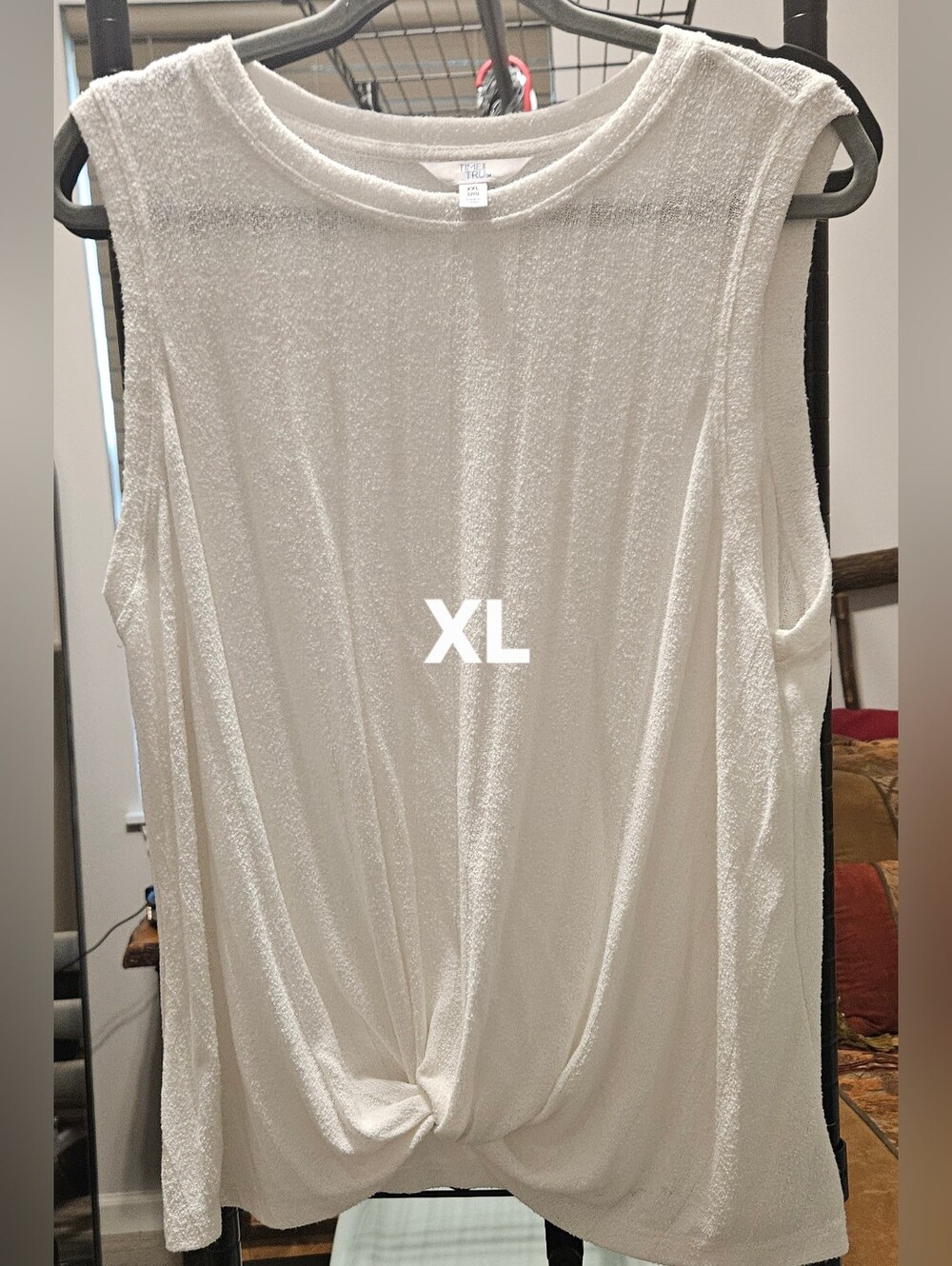 Sleeveless Knot-Front Tank Top - White